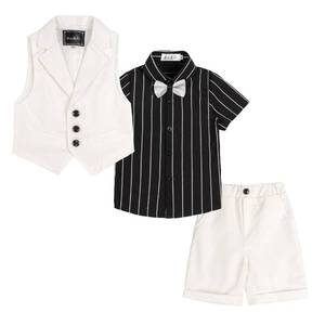 lot 6375 image: LOLANTA Boys Ring Bearer Outfit Short Suit Set Wedding Outfits Kids Dress First Communion Clothes (White, 7-8 Years) - Retail $33