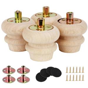 lot 6379 image: Txcucc 2 Inch Wooden Unfinished Bun Feet for Dresser Legs Couch Sofa Cabinet bun feet Ottoman DIY Replacement Wood Furniture Legs for Furniture Set of 4 (4set, 2inch) - Retail $16