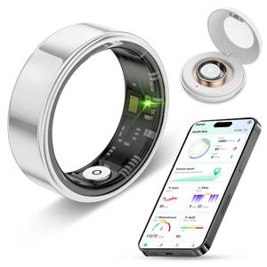 lot 6392 image: 2025 New Smart Ring Health Tracker for Men Women - IP68 Waterproof Fitness Ring with Sleep TrackerHeart RateBlood OxygenStepsDistanceCalories,Air Gestures,Charging case Up to 7-Day,Silver #9 - Retail $30
