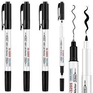 lot 6406 image: Janlaugh 3 Pcs Alcohol Resistant Laboratory Markers, Black Dual Head Permanent Freezer Pens with 0.5mm Fine Point and 1.0mm Makers Tip, Designed for Industrial, Lab and Hospital Use (Black) 2 Markers Only - Retail $16