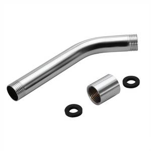 lot 6407 image: Lwuey Shower Head Extension Arm, Replacement Right Angle Arm Heads Extender 8 Inches Long High Rise Handheld Pipe Chrome Plating Wall Mounted Stainless Steel Bathroom Standard 12 Connection Finish - Retail $8
