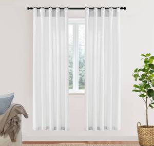 lot 6414 image: XTMYI White Sheer Closet Curtains 78 Inches Long for Bedroom Open Closet Door,2 Panels Set Semi Privacy Linen Cotton Drapes for Living Room Dining Room,78in Length - Retail $40