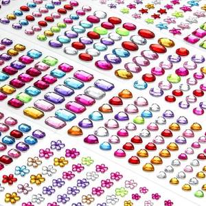 lot 6415 image: A1200 PCS Self Adhesive Gems Stickers,14 Sheets Rhinestone Stickers for DIY Craft,8 Shapes Sparkle Jewels for Nail Body Makeup Festival - Retail $7