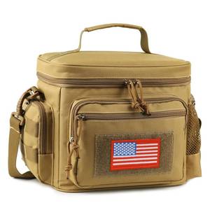 lot 6419 image: ATRIPACK Lunch Box for Men, Tactical Lunch Bag MOLLE Webbing Leakproof Insulated Large Lunch Cooler Women Adult Meal with Adjustable Shoulder Strap Durable Lunch Pail (Brown) - Retail $32