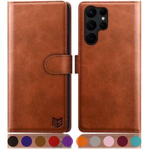 lot 6421 image: SUANPOT for Samsung Galaxy S23 Ultra Wallet case with RFID Blocking Credit Card Holder,Flip Book PU Leather Protective Cover Women Men for Samsung S23Ultra Phone case Light Brown - Retail $20