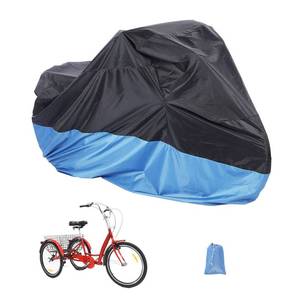 lot 6432 image: AkiiGer Adult Tricycle Cover Waterproof Outdoor, Bike Covers for 2 Bicycles, Sun Dust Wind Proof Bicycle Cover with Lock Hole, 90.6L, Ripstop Material, Easy to Carry-Blue - Retail $18