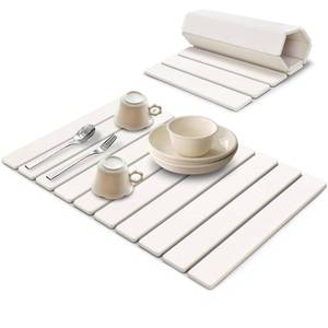 lot 6446 image: Large Stone Dish Drying Mats for Kitchen Counter, Eco - Friendly Diatomaceous Stone Mats, Non - Slip Collapsible Absorbable Stone Dish Drying Mat for Multi - Purpose, Match Any Countertop, 24 x 16 - Retail $33
