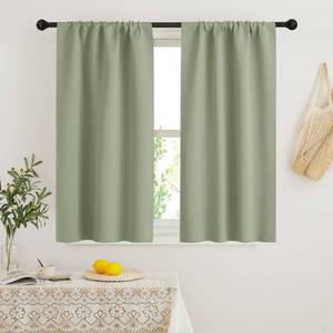 lot 6447 image: RYB HOME Short Curtains 45 inch 2 Panels Set, Room Darkening Small Window Drapes Thermal Insulated Cafe Curtains for Kitchen Dorm Transit Van, W 29 x L 45 inch, Sage Green - Retail $23