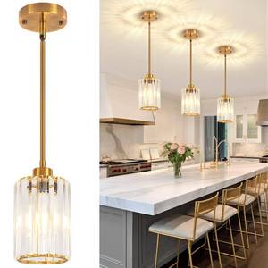 lot 9775 image: ZSMIHDOH 3 Pack Pendant Lights Kitchen Island, Modern Gold Crystal Pendant Light Fixtures, Mini Chandelier Haning Pendant Lights for Kitchen Hallway Dining Room Bedroom - Retail $160