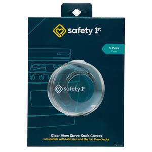 lot 9794 image: Safety 1st Child Proof Stove Knob Covers, Clear View Stove Knob Safety Covers (Set of 5) - Retail $10