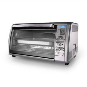 lot 9813 image: Some DentingScratching But Product Like New BlackDecker Countertop Convection Toaster Oven, 8 One-touch Cooking Functions, Stainless Steel - Retail $143