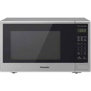 lot 9816 image: Some ScratchingResidue Panasonic 1.3 Countertop Microwave Oven Stainless Steel - SU696S 1100 Watt, 23 Wide, Digital Display, Timer, Turntable - Retail $235
