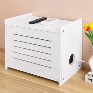 lot 9826 image: BEARUT White Router Shelf Projector Shelf Projector Stand Router Storage Box Modem Cable Router Cover Organized Power Strip Cable Management Hider Rack by Solid Wood Need Assembly - Retail $33