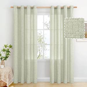 lot 10389 image: BGment Sage Green Linen Curtains 84 Inch Length 2 Panels for Living Room, Spring Decor Thick Burlap Textured Light Filtering Linen Grommet Farmhouse Curtains for Dining Room, Each Panel 52 Wide - Retail $36