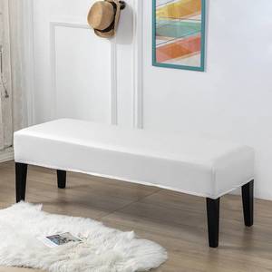 lot 10391 image: LCZNXJJY Dining Bench Cover, Stretch Bench Slipcover Removable Bench Seat Protector Cover, Rectangle Furniture Protector Washable Cushion Slipcover for Dining Room,Living Room,Bedroom,Kitchen(White) - Retail $19