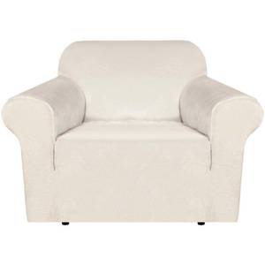 lot 10398 image: H.VERSAILTEX Stretch Velvet Armchair Cover Couch Covers 1 Cushion Chair Slipcover for Living Room Furniture Cover Crafted from Thick Comfy Rich Velour (Chair 31-49, Ivory) - Retail $30