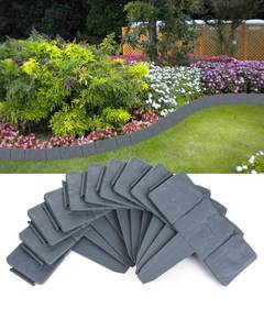 lot 10401 image: Landscape Edging Border No-Dig for Garden 9 Inch Tall Flower Bed Border No Dig - 16FT Length Plastic Stone-Like Textured Garden Border for Lawn - Retail $27
