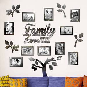lot 10407 image: Family Tree Wall Decal Acrylic 3D DIY Mirror Sticker Photo Frames Removable Wall Art Decals Home Decorations for Living Room Bedroom Kitchen Dining Office, 47 x 47 Inch(Black) - Retail $18