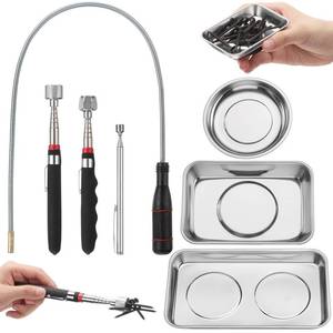 lot 10413 image: Honeydak 7 Pcs Telescoping Magnetic Pickup Tool Set Extendable Magnetic Pick up Tools Stainless Steel Magnetic Retrieval Tool with Magnetic Tray Holder for Mechanics Household Office Industry Parts - Retail $25