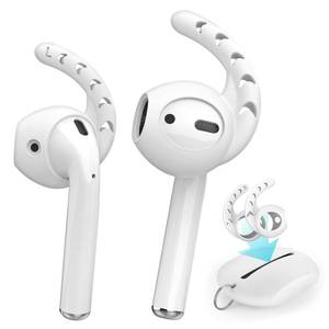 lot 10430 image: AhaStyle 3 Pairs AirPods Ear Hooks Cover Silicone Accessories Compatible with Apple AirPods and EarPods Headphones(Milk White) - Retail $11