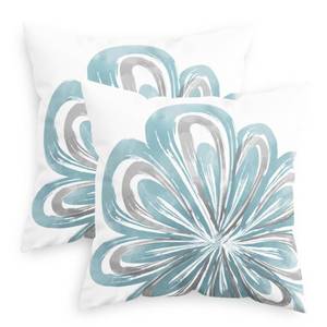 lot 10434 image: CaliTime Throw Pillow Covers Pack of 2 Cozy Fleece Two-Tone Abstract Blooming Flower Decorative Cushion Cases for Couch Bed Sofa Farmhouse Decoration 18 X 18 Inches Smoke Blue Grey - Retail $16