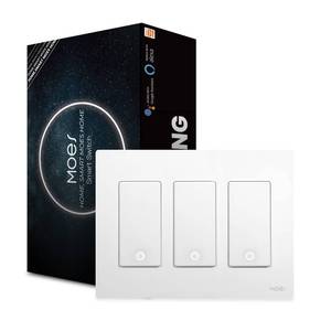 lot 10439 image: MoesGo 2nd Generation WiFi Smart Light Switch, 3-Way Wall Switch 2.4GHz, Neutral Wire Required, Smart Life APP Remote Control, Works With AlexaGoogle Home, No Hub Required, White 3 Gang - Retail $43