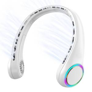 lot 10441 image: GULAKI Portable Neck Fan, Personal Fan with 4000mAh Battery, Rechargeable Neck Fan with 3 Speeds and 64 Cool Lights, Birthday Gifts for Men Women Mom Dad, Hands Free Cooling fan for Summer(White) - Retail $32