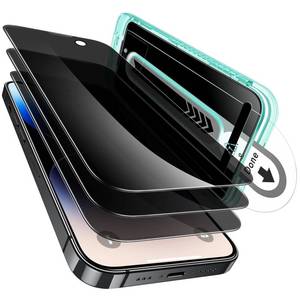 lot 10444 image: ESR 3 Pack for iPhone 14 Pro Max Privacy Screen Protector, Anti-spy Tempered-Glass Privacy Screen Protector with Flawless Fit Tray - Retail $13