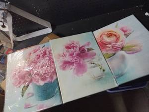 lot 11019 image: 3Pc Floral Wall Decor