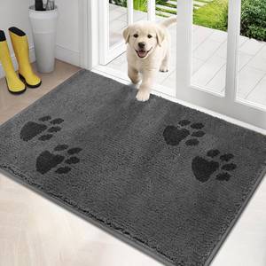 lot 11027 image: PURRUGS Dirt Trapping Door Mat 32 x 47, Non-SkidSlip Machine Washable Microfiber Entrance Rug, Shoes Scraper, Dog Doormat, Super Absorbent Floor Mat for Muddy Wet Shoes and Paws, Grey - Retail $50