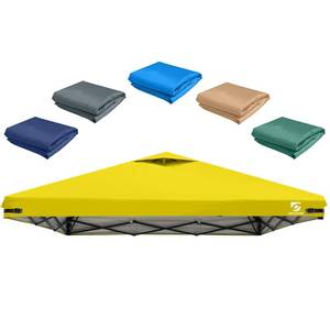 lot 11029 image: 10x10 Pop Up Canopy Replacement Top Cover with Air Vent for Straight Leg Canopy Tent, Waterproof for Outdoor Garden Patio Camping Sun Shade(Top Only) (Yellow, 1) - Retail $42