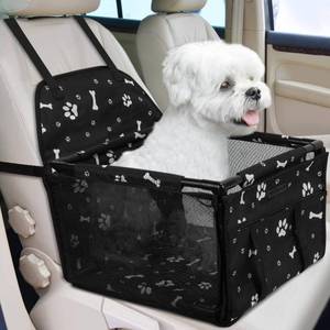 lot 11033 image: PetsHome Dog Car Seat Foldable Dog Car Booster Seat Waterproof Breathable Oxford Travel Bag for Small to Medium Dogs, Puppies, and Pets-Pattern Black-Upgrade - Retail $21