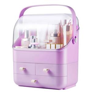 lot 11041 image: Large Makeup Organizer w Drawers Beauty Organizer Makeup Box Holder Vanity Organization Desk Countertop MakeUp Organizers Bathroom Counter Organizer Skincare Cosmetic Case Stand Dustproof Lid Gift - Retail $37