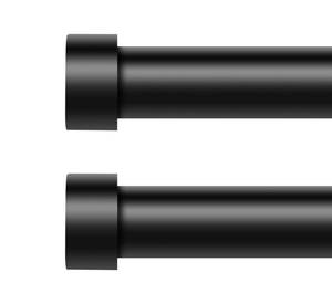 lot 11062 image: VOIIY 2 Pack Curtain Rods for Windows 48 to 84 Inch(4-7 Feet),Black 1 Diameter Drapery Rods with End Cap Style Design,Modern Adjustable Heavy Duty Curtain Rod,Size36-88 - Retail $36