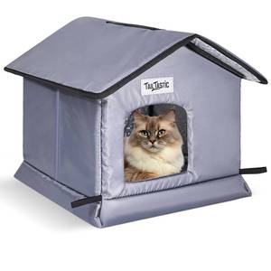 lot 12031 image: Tailtastic Weatherproof & Insulated Outdoor Cat House - Seamless Base Stays Dry,Easy Assembly, Warm Shelter for CommunityOutdoor Cats(Small) - Retail $23