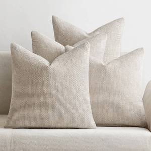 lot 12048 image: MIULEE Pack of 4 Couch Throw Pillow Covers 16x16 Inch Cream Soft Decorative Chenille Pillow Covers Farmhouse Accent Cushion Covers for Boho Home Decor Sofa Bedroom Living Room - Retail $31