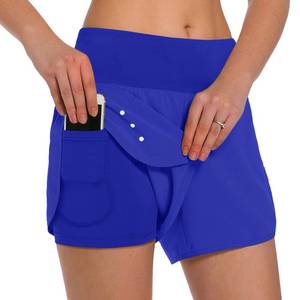 lot 12063 image: Ksmien Womens 2 in 1 Running Shorts - Lightweight Athletic Workout Gym Yoga Shorts Liner with Phone Pockets Royal Blue - Retail $27