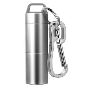 lot 12069 image: ZXLLM Small Pill Case (2 Compartments Design), Portable Metal Pill Holder Keychain, Waterproof Pill Box Container Mini Stainless Steel Pill Organizer for Travel Purse Pocket - Retail $21