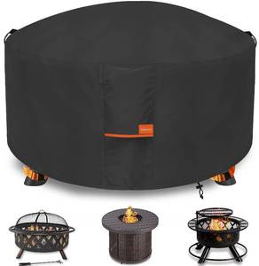 lot 12076 image: Dalema Fire Pit Cover,Outdoor Heavy Duty 600D 100% Waterproof Fire Pit Cover Round,Weatherproof Firepit Covers Round 50 Dia x 24 H,Black - Retail $29