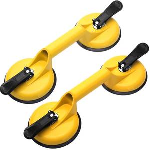 lot 12086 image: FCHO Glass Suction Cups Heavy Duty Aluminum Vacuum Plate Handle Floor Holder Hooks to Lift Large GlassTile Suction Cup LifterMoving GlassesPad for LiftingDent Puller (2 Pack) - Retail $22