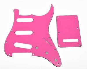 lot 12088 image: KAISH 11 Hole Strat Style SSS Pickguard ST Back Plate Tremolo Trem Cover for USAMexico StratocasterStrat Pink 3 Ply - Retail $15