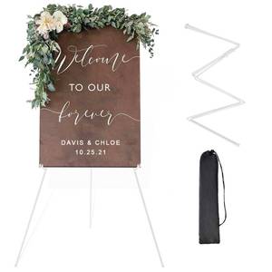 lot 12093 image: DANMO Easel Stand for Wedding Sign Poster 63 Instant Display Floor Adjustable Metal Art Easel White - Retail $13