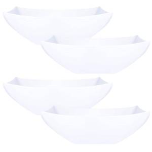 lot 12094 image: PLASTICPRO Disposable 64 ounce Square Serving Bowls, Party Snack or Salad Bowl, Large Plastic Elegant White Pack of 4 - Retail $14