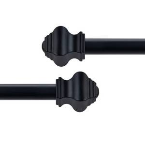 lot 12101 image: GXOACKJ Black Curtain Rods for Windows 32 to 48 inch 2 Pack, 58 Inch Heavy Duty Adjustable Splicing Curtain Rods with Brackets, Square Drapery Treatment Window Curtain Rod for Indoor &amp Outdoor - Retail $28