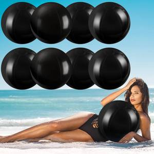 lot 12108 image: Sinmoe 8 Pieces Halloween Inflatable White Black Beach Balls Decorations Solid Swimming Pool Ball Floating Blow up Ball DIY Paint Craft for Pool Hawaii Luau Birthday Party(16 Inch,Black) - Retail $16