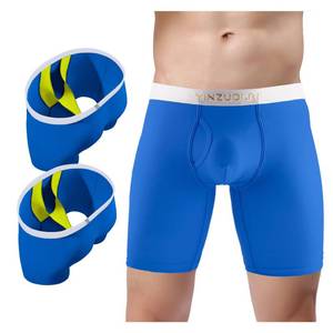 lot 12110 image: YINZUOLAI Dual Pouch Underwear for Men 6 Inches Long Boxers Non Chafing Athletic Boxer Briefs with Fly Breathable Male Trunks Scrotal Support Underpants Comfortable Large - Retail $50