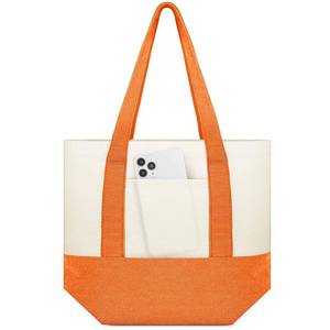 lot 12128 image: Amylove 1 Pcs Canvas Tote Bag with Pockets Duty Canvas Sublimation Blank Small Bag Mini Reusable Tote for Crafts DIY (13 X 11,Orange Color) - Retail $14