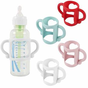 lot 12140 image: TonGass (4-Pack) Bottle Handles for Dr Brown Narrow Baby Bottles with Easy Grip Handles to Hold Their Own Bottle - BPA-Free Soft Silicone - Red Blue Pink and White - Retail $9