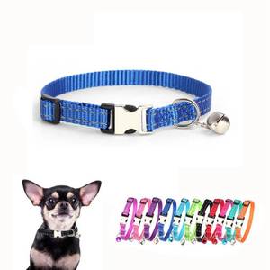 lot 12152 image: Dog Bell Collar, Reflective Nylon Metal Buckle XS Cat Collars for Tiny Pet Male Dogs Puppy Boy Kitten Small Animal, Dark Blue XSmall - Retail $9