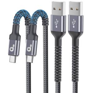 lot 12153 image: USB to USB C Cable 3A Fast Charging 2 Pack, 6FT, USB A to USB C Charger Cord, Upgraded Extra Durable Braided USBC Cable Compatible with iPhone 16 15 Pro Max,Samsung Galaxy S10 S9 Plus, LG and More - Retail $14